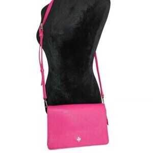 Tory Burch Emerson Combo Pink Saffiano Leather Crossbody Bag Fuchsia Hot Pink